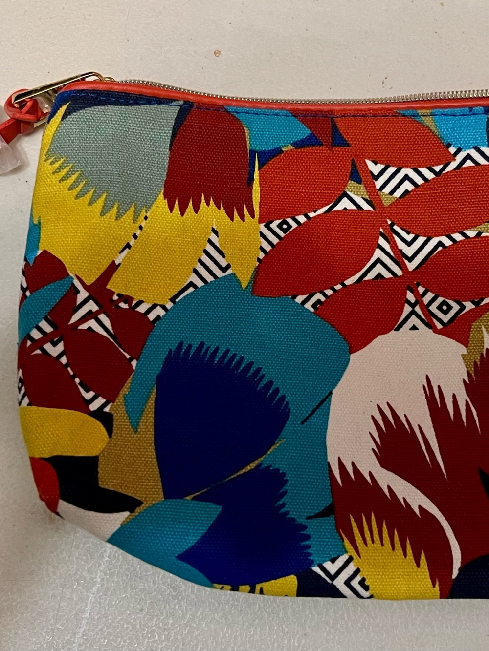 Estee Lauder Floral Riviera Maya Canvas Cosmetic Pouch - Red, Blue, Yellow, Teal